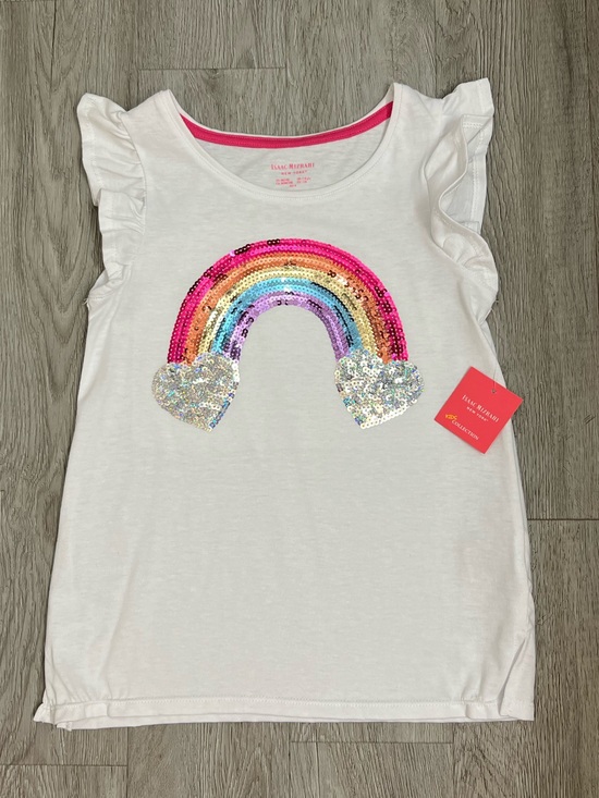 Isaac Mizrahi Other - White Kids Rainbow Sequin Flutter Sleeve Top